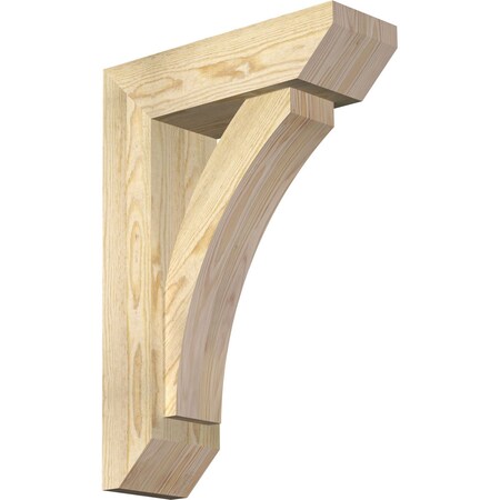 Ekena Millwork Thorton Slat Rough Sawn Bracket w/ Offset Brace, Douglas Fir, 6"W x 18"D x 26"H BKT0604X18X26THR06RDF